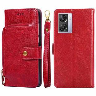 For OPPO A57 5G 2022/Realme Q5i Zipper Bag Leather Phone Case(Red)