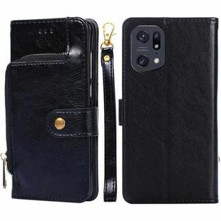 For OPPO Find X5 Pro Zipper Bag Leather Phone Case(Black)