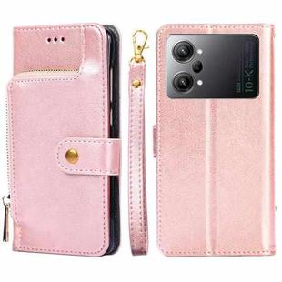 For OPPO K10 Pro 5G Zipper Bag Leather Phone Case(Rose Gold)