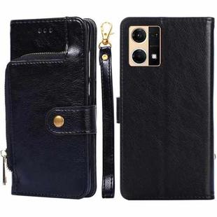 For OPPO Reno7 4G/F21 Pro 4G Zipper Bag Leather Phone Case(Black)