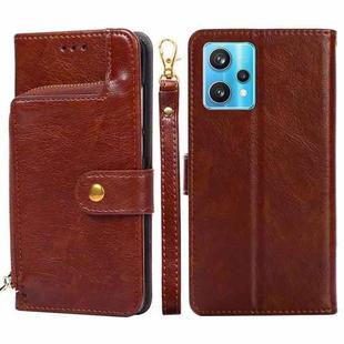For OPPO Realme 9 Pro+/Realme 9 Pro Plus Zipper Bag Leather Phone Case(Brown)