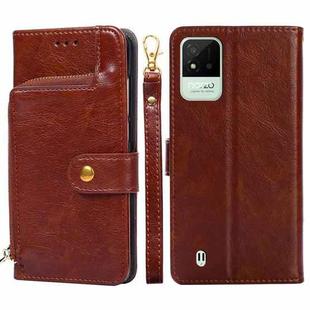 For OPPO Realme Narzo 50i Zipper Bag Leather Phone Case(Brown)