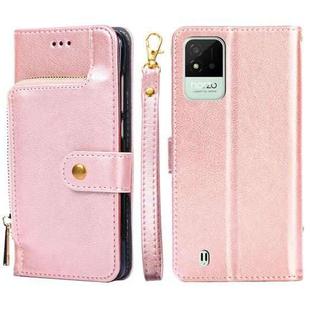 For OPPO Realme Narzo 50i Zipper Bag Leather Phone Case(Rose Gold)