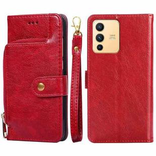 For vivo S12/V23 Zipper Bag Leather Phone Case(Red)