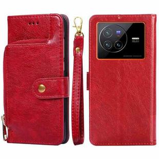 For vivo X80 China Zipper Bag Leather Phone Case(Red)