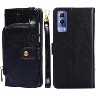 For vivo Y53s 5G/iQOO Z5x/T1x Zipper Bag Leather Phone Case(Black)