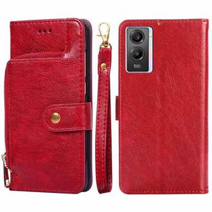 For vivo Y55s 5G Zipper Bag Leather Phone Case(Red)