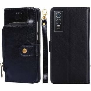 For vivo Y76s China/Y74s Zipper Bag Leather Phone Case(Black)