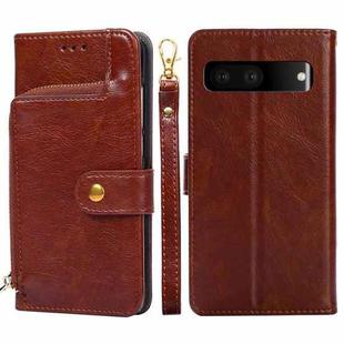 For Google Pixel 7 5G Zipper Bag Leather Phone Case(Brown)