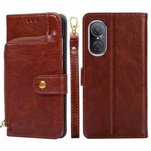 For Huawei nova 9 SE 4G Zipper Bag Leather Phone Case(Brown)