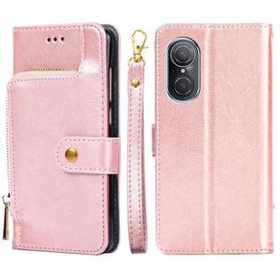 For Huawei nova 9 SE 4G Zipper Bag Leather Phone Case(Rose Gold)