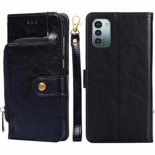 For Nokia G21/G11 Zipper Bag Leather Phone Case(Black)