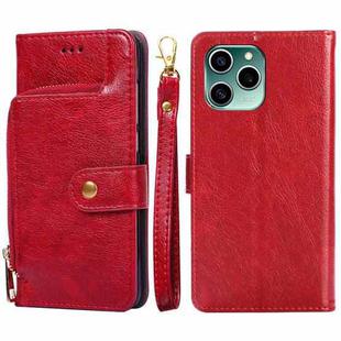 For Honor 60 SE Zipper Bag Leather Phone Case(Red)