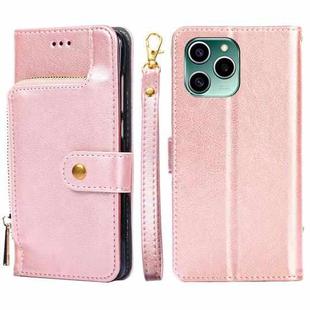 For Honor 60 SE Zipper Bag Leather Phone Case(Rose Gold)