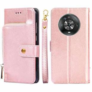 For Honor Magic4 Zipper Bag Leather Phone Case(Rose Gold)