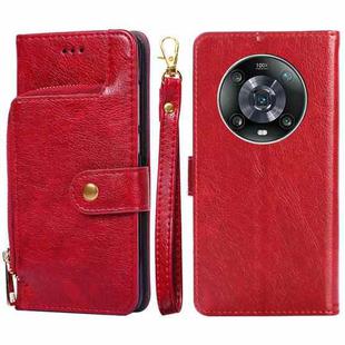 For Honor Magic4 Pro Zipper Bag Leather Phone Case(Red)