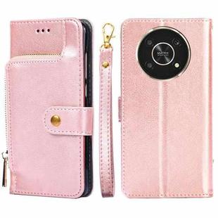For Honor X30 Zipper Bag Leather Phone Case(Rose Gold)