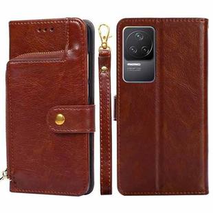 For Xiaomi Redmi K50/Redmi K50 Pro Zipper Bag Leather Phone Case(Brown)