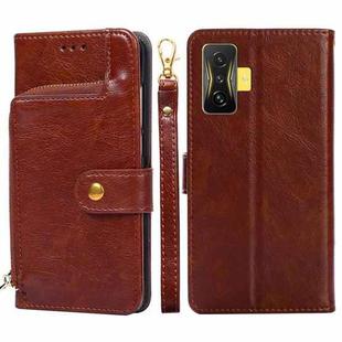 For Xiaomi Redmi K50 Gaming/Poco F4 GT Zipper Bag Leather Phone Case(Brown)