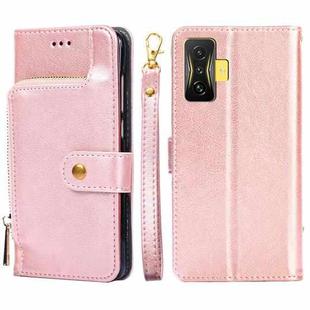 For Xiaomi Redmi K50 Gaming/Poco F4 GT Zipper Bag Leather Phone Case(Rose Gold)