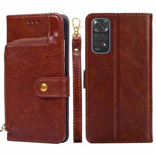 For Xiaomi Redmi Note 11 Global/Redmi Note 11S Zipper Bag Leather Phone Case(Brown)