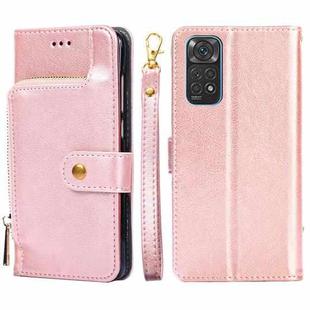 For Xiaomi Redmi Note 11 Global/Redmi Note 11S Zipper Bag Leather Phone Case(Rose Gold)