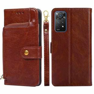 For Xiaomi Redmi Note 11 Pro Global/Redmi Note 11S Pro 5G Global Zipper Bag Leather Phone Case(Brown)