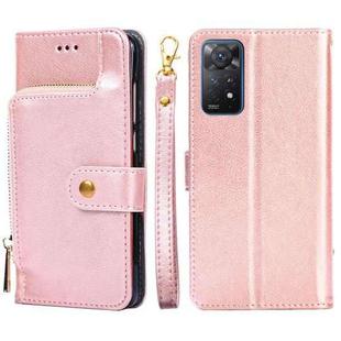 For Xiaomi Redmi Note 11 Pro Global/Redmi Note 11S Pro 5G Global Zipper Bag Leather Phone Case(Rose Gold)