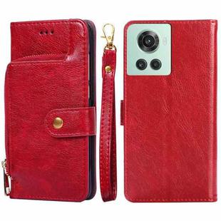 For OnePlus Ace/10R Zipper Bag Leather Phone Case(Red)