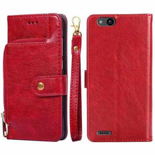 For ZTE Tempo X Zipper Bag Leather Phone Case(Red)