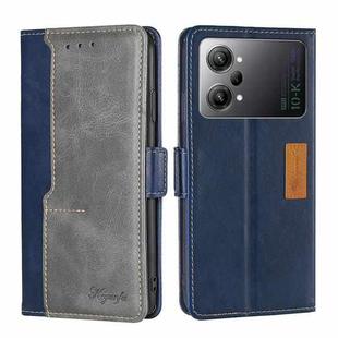 For OPPO K10 Pro 5G Contrast Color Side Buckle Leather Phone Case(Blue + Grey)