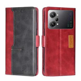 For OPPO K10 Pro 5G Contrast Color Side Buckle Leather Phone Case(Red + Black)