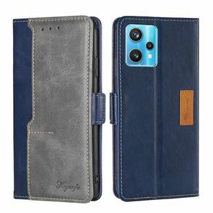 For OPPO Realme 9 Pro+ Contrast Color Side Buckle Leather Phone Case(Blue + Grey)