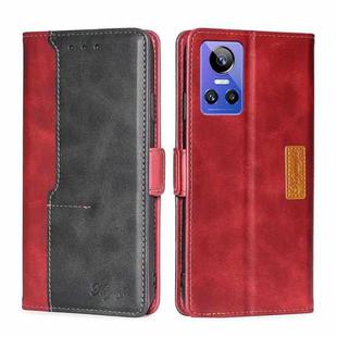 For OPPO Realme GT Neo3 Contrast Color Side Buckle Leather Phone Case(Red + Black)