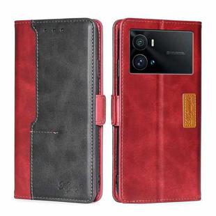 For vivo iQOO 9 Pro 5G Contrast Color Side Buckle Leather Phone Case(Red + Black)