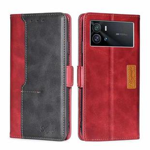 For vivo iQOO 9 5G Contrast Color Side Buckle Leather Phone Case(Red + Black)