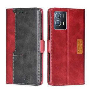 For vivo iQOO U5 5G Contrast Color Side Buckle Leather Phone Case(Red + Black)