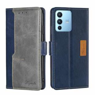 For vivo S12 Pro 5G/V23 Pro Contrast Color Side Buckle Leather Phone Case(Blue + Grey)