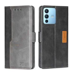 For vivo S12 Pro 5G/V23 Pro Contrast Color Side Buckle Leather Phone Case(Black + Grey)
