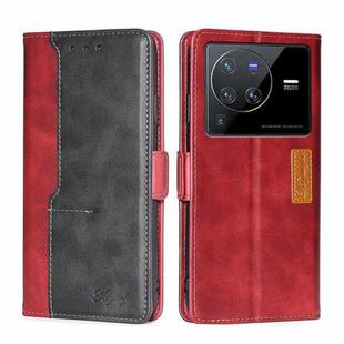 For vivo X80 Pro Contrast Color Side Buckle Leather Phone Case(Red + Black)