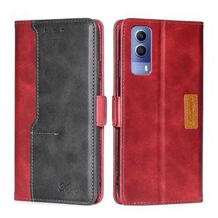 For vivo Y53S 5G/iQOO Z5X/T1X Contrast Color Side Buckle Leather Phone Case(Red + Black)