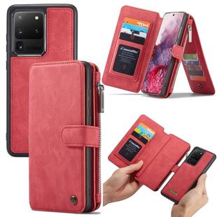 For Galaxy S20 Ultra CaseMe Crazy Horse Texture Detachable Multifunctional Horizontal Flip Leather Case, with Card Slot & Holder & Zipper Wallet & Photo Frame(Red)