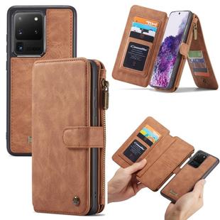 For Galaxy S20 Ultra CaseMe Crazy Horse Texture Detachable Multifunctional Horizontal Flip Leather Case, with Card Slot & Holder & Zipper Wallet & Photo Frame(Brown)