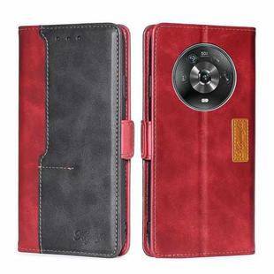 For Honor Magic4 Contrast Color Side Buckle Leather Phone Case(Red + Black)