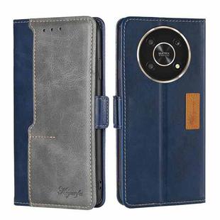 For Honor X30 Contrast Color Side Buckle Leather Phone Case(Blue + Grey)