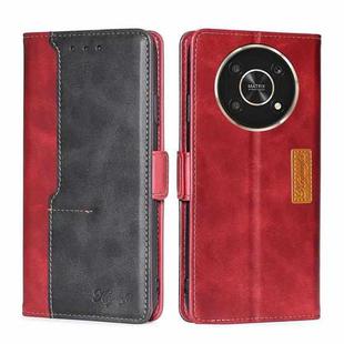 For Honor X30 Contrast Color Side Buckle Leather Phone Case(Red + Black)