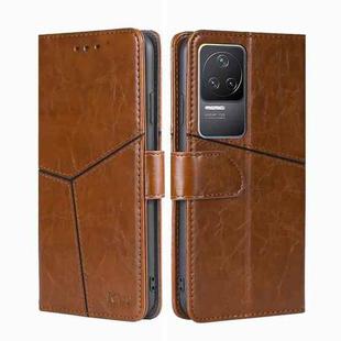 For Xiaomi Redmi K50 / K50 Pro Geometric Stitching Horizontal Flip Leather Phone Case(Light Brown)