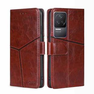 For Xiaomi Redmi K50 / K50 Pro Geometric Stitching Horizontal Flip Leather Phone Case(Dark Brown)