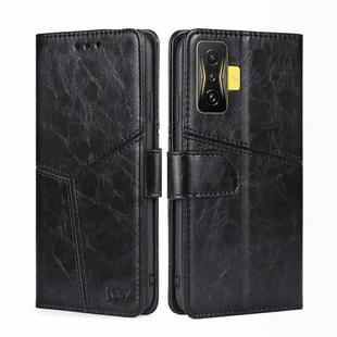 For Xiaomi Redmi K50 Gaming / Poco F4 GT Geometric Stitching Horizontal Flip Leather Phone Case(Black)