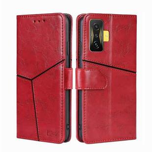 For Xiaomi Redmi K50 Gaming / Poco F4 GT Geometric Stitching Horizontal Flip Leather Phone Case(Red)